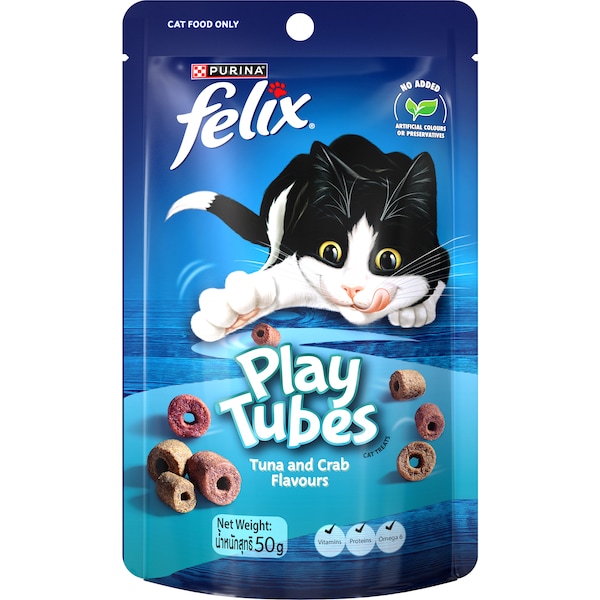 Felix Play Tubes Cat Treats Tuna & Crab Flavours 50g