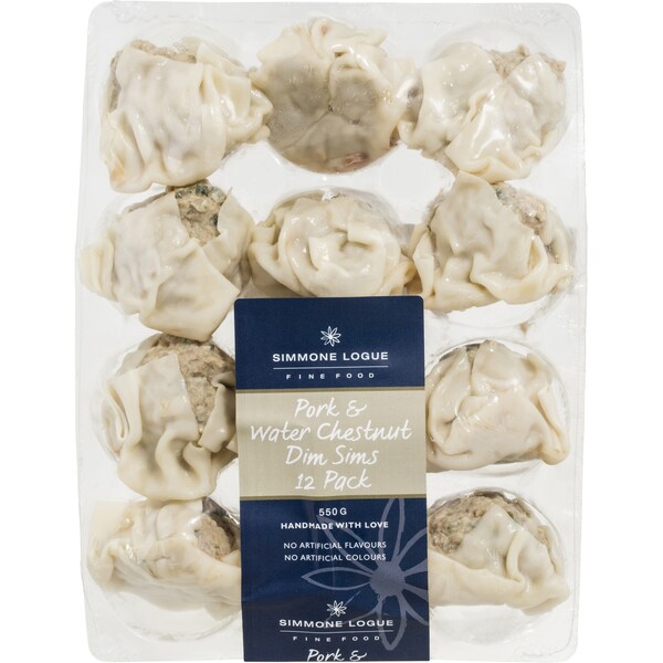 Simmone Logue Pork & Water Chestnut Dim Sims Chilled Meal 12 Pack