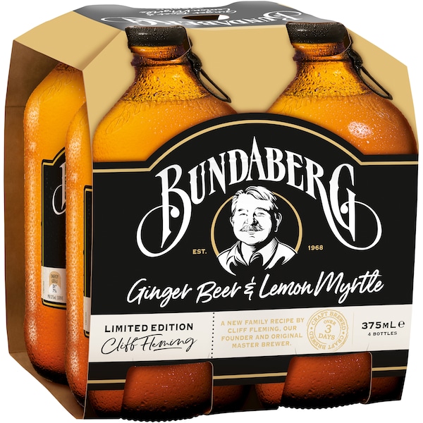 Bundaberg Ginger Beer & Lemon Myrtle 375ml x4 Pack