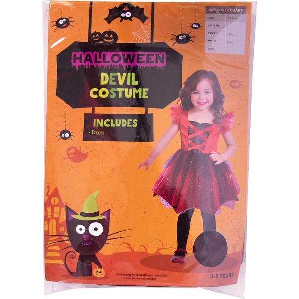 Halloween Costume Girl 3 To 5 - Devil  Each