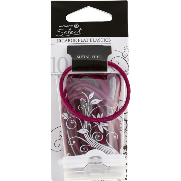 Select Hair Elastic Flat Lrg Maroon10Pk