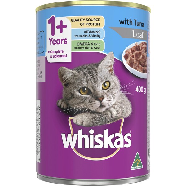 Whiskas 1+ Years Wet Cat Food Tuna Can 400g