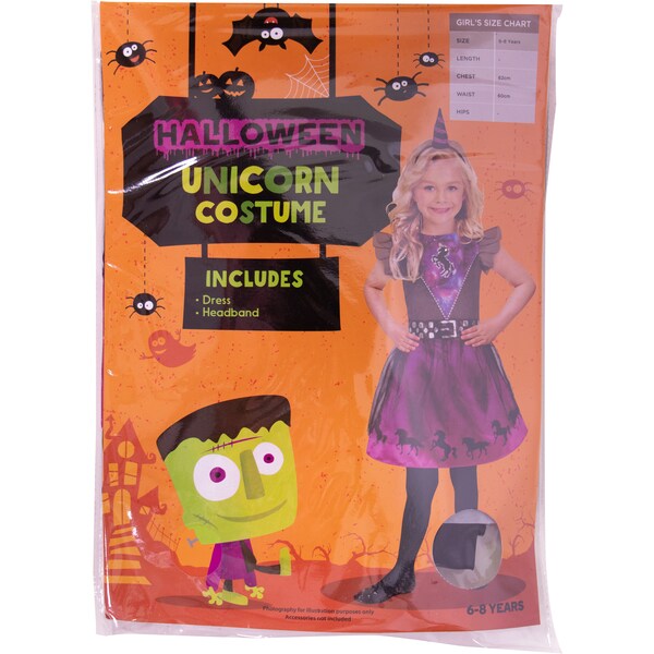Halloween Costume Girl 6 To 8 - Unicorn  Each