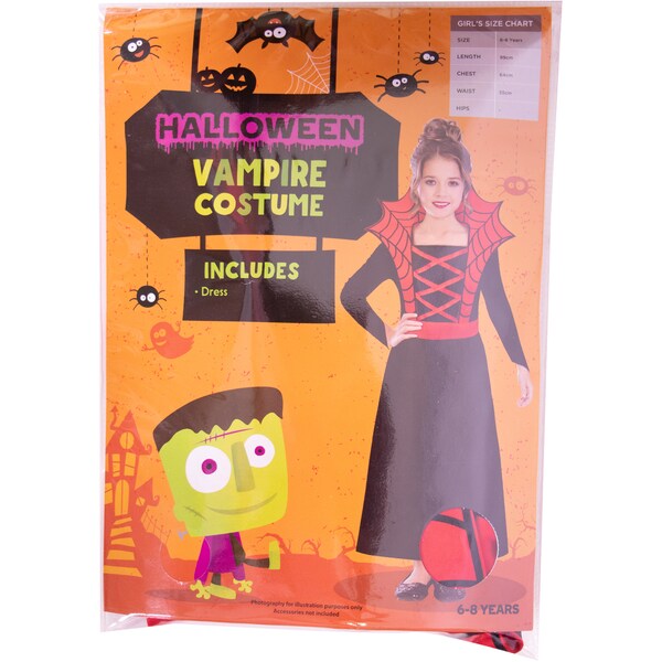 Halloween Costume Girl 6 To 8 - Vampire  Each