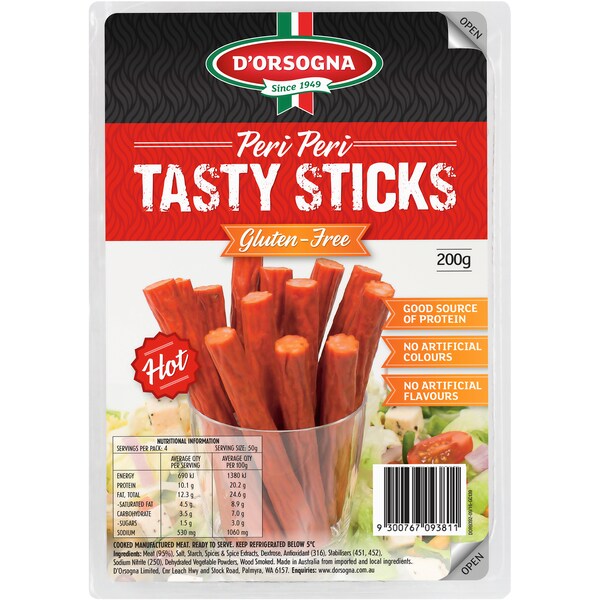 D'Orsogna Tasty Sticks Peri Peri 200g