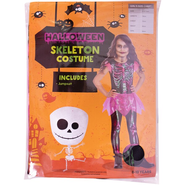 Halloween Costume Girl 8 To 10 - Skeleton Each