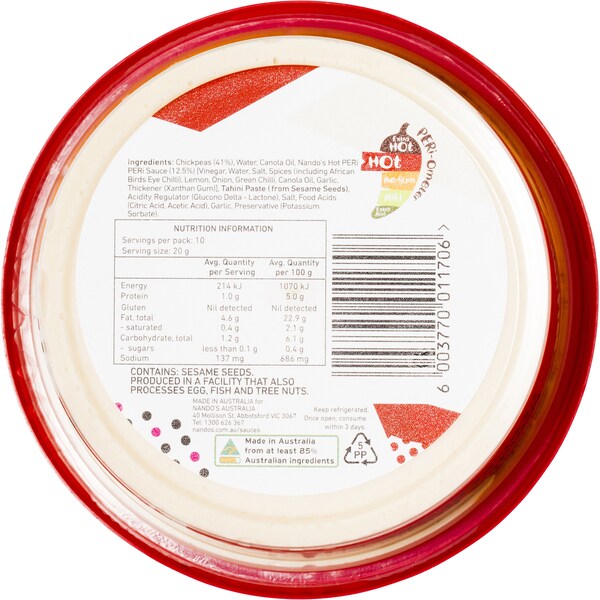 Nando's Peri-Peri Hummus Dip Hot 200g