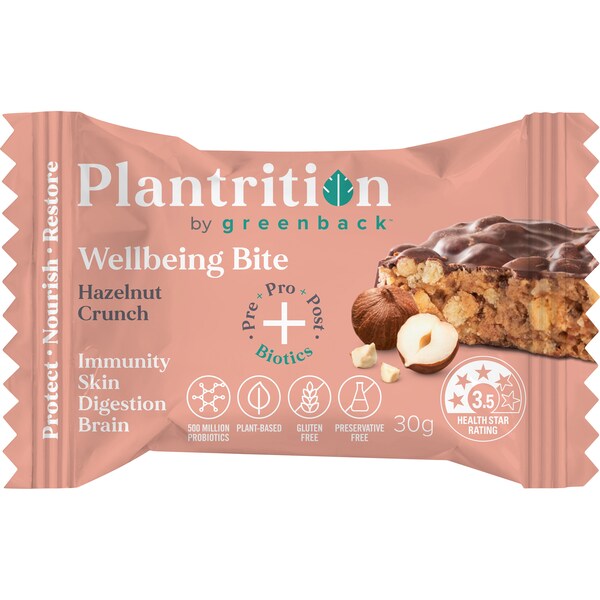 Plantrition Wellbeing Bite Hazelnut Crunch 30g