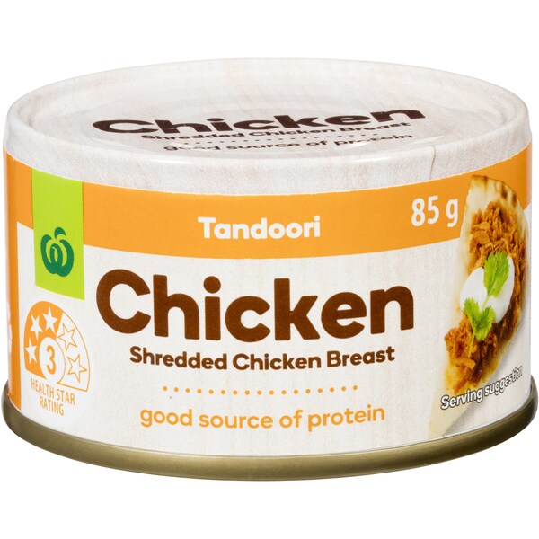 Woolworths Canned Shredded Chicken Tandoori 85g