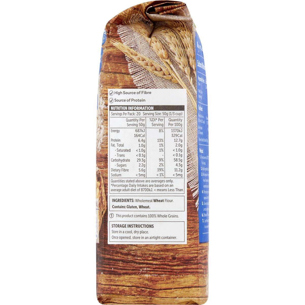 Woolworths Wholemeal Plain Flour 1kg bunch