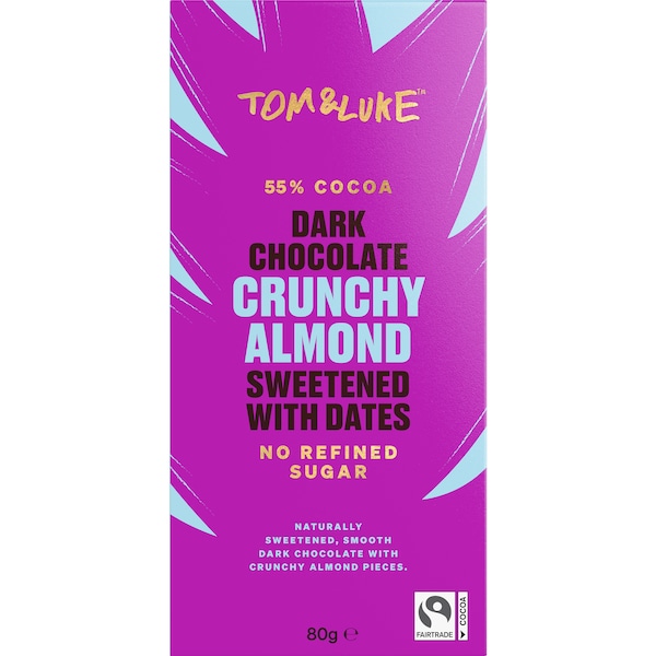 Tom & Luke Dark Chocolate Crunchy Almond Block 80g