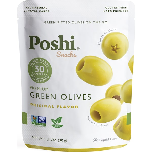 Poshi Premium Pitted Green Olives Snack Original Flavour 30g