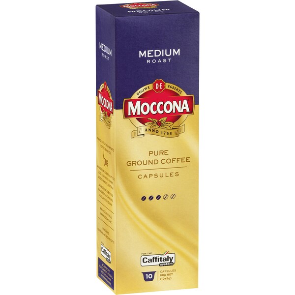 Moccona Caffitaly Coffee Capsules Medium Roast 10 Pack 80g