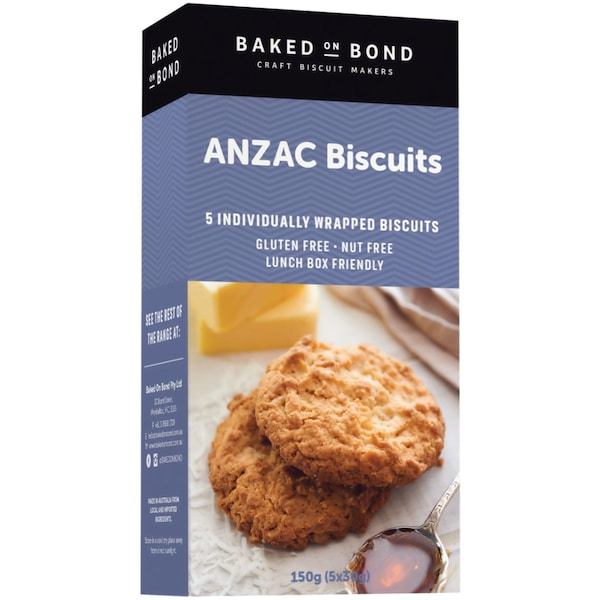 Baked On Bond Anzac Biscuits Individually Wrapped 5pk 130g