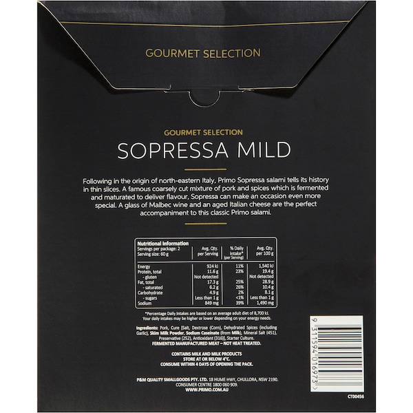 Primo Gourmet Sopressa Mild 120g