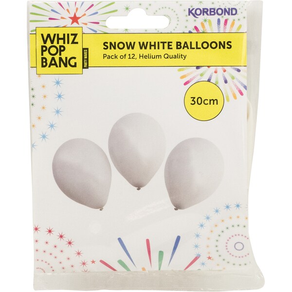 Korbond White Balloons 12 pack