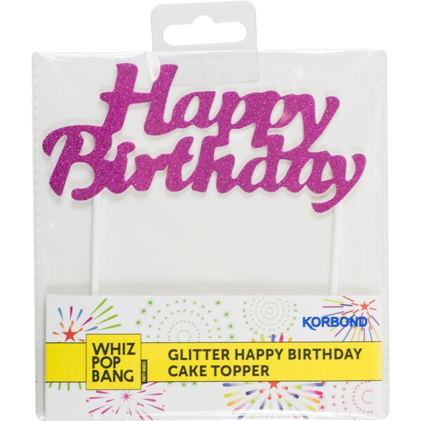 Korbond Happy Birthday Cake Topper Coloured Glitter 20g