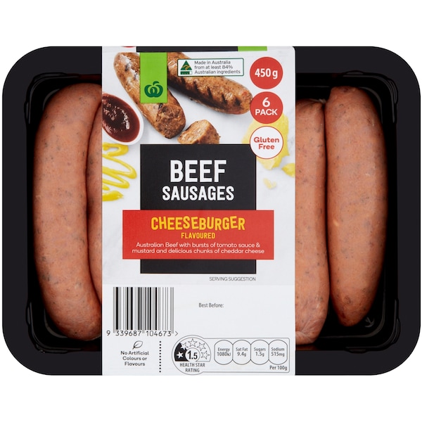 Woolworths Cheese Burger Sausage  450g