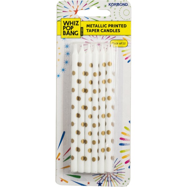 Korbond Party Candles Metallic Coloured 12 pack