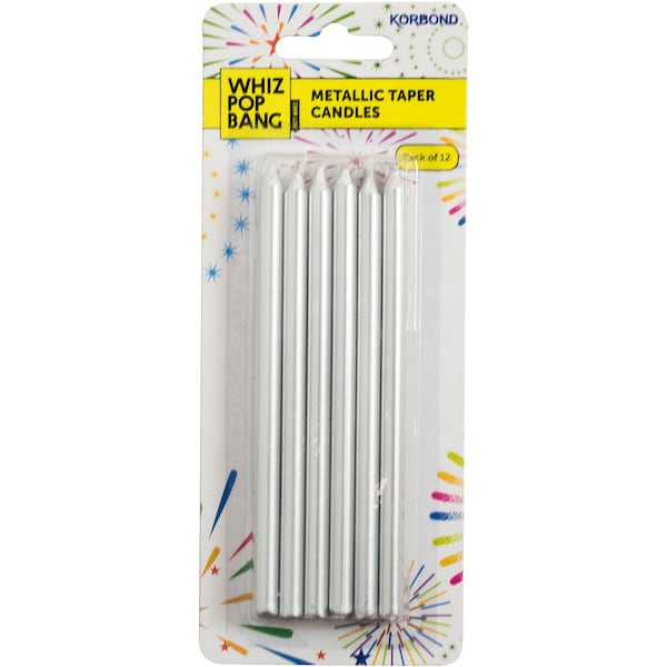 Whiz Pop Bang Metallic Taper Candles Assorted 12 pack