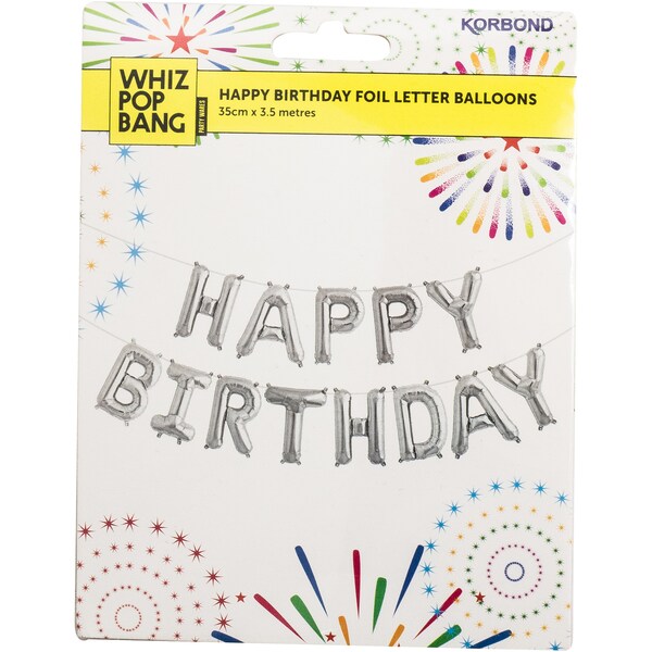 Korbond Happy Birthday Foil Balloon Metallic Set Assorted each