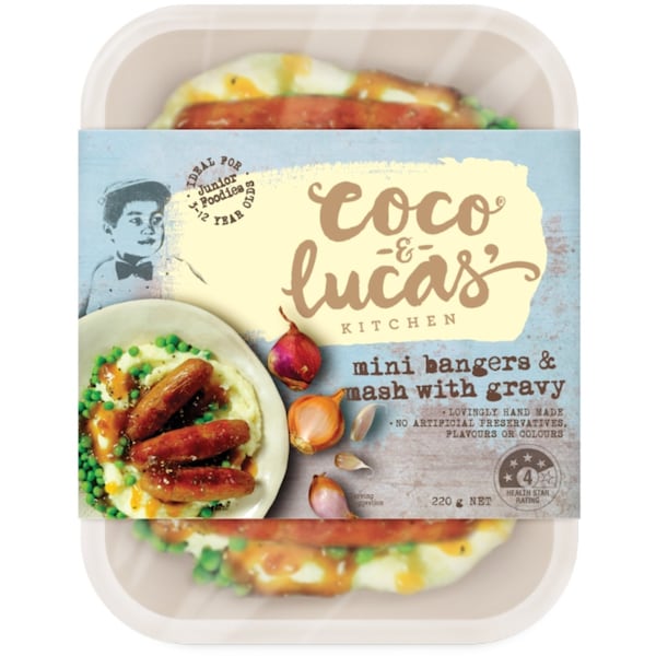 Coco & Lucas' Mini Bangers & Mash With Gravy Frozen Meal 220g