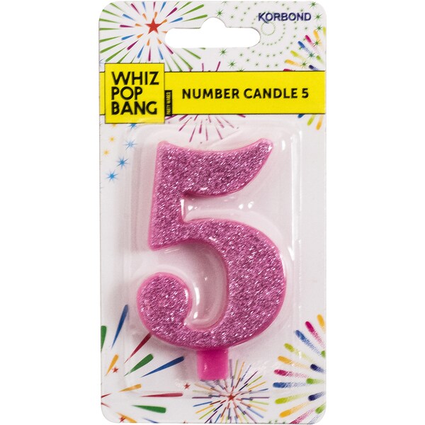 Korbond Party Candle Metallics Number 5 Assorted each