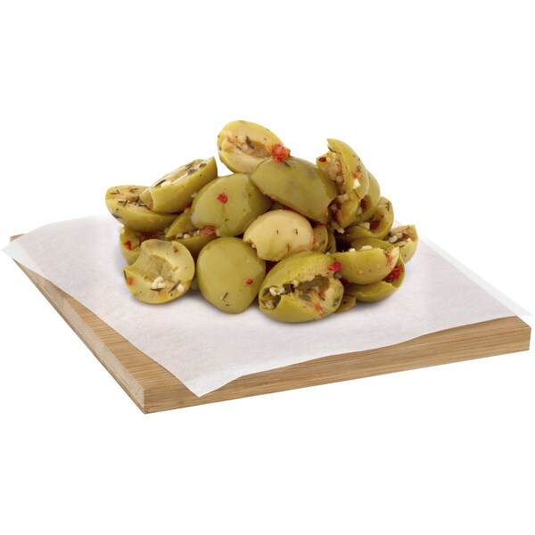 Woolworths Green Olive Half Marinated From The Deli per 100g