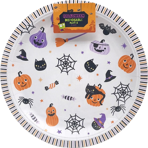 Halloween Disposable Plates White 8 pack