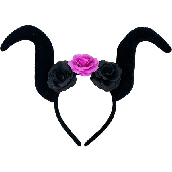 Halloween Dark Queen Headband Black Horns each