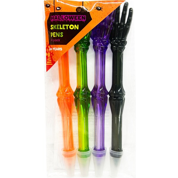 Halloween Trick Or Treat Skeleton Pens 4 pack