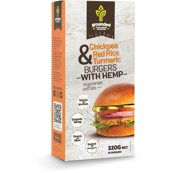 Grounded Hemp, Chickpea, Red Rice & Turmeric Burgers 4 Pack