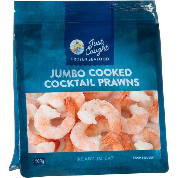 Just Caught Cooked Cocktail Prawns Jumbo 500g