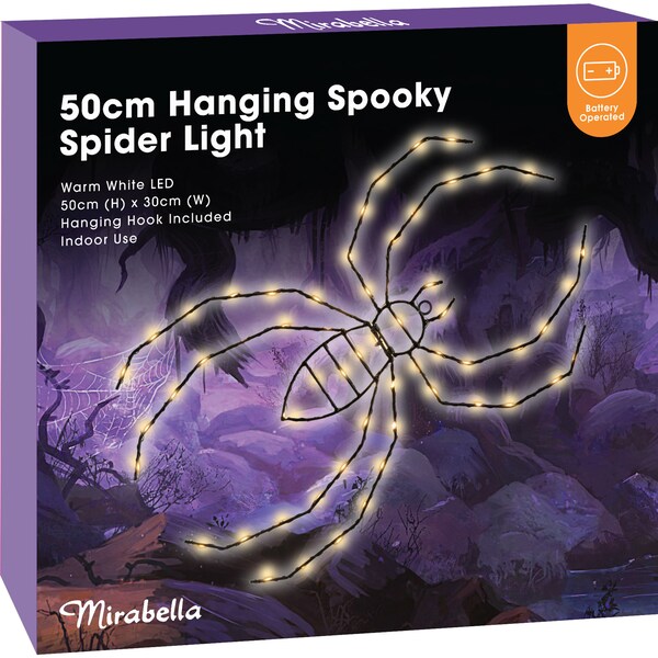Mirabella 50cm Hanging Spooky Spider Light each