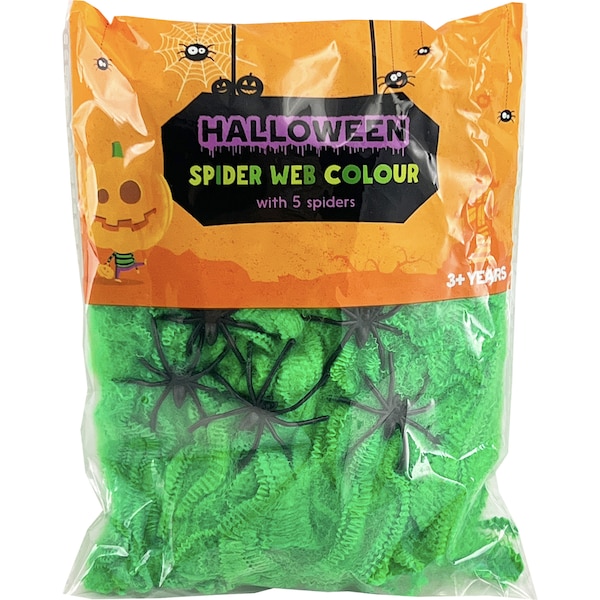 Halloween Spider Webs Colours Assorted With 5 Spiders each