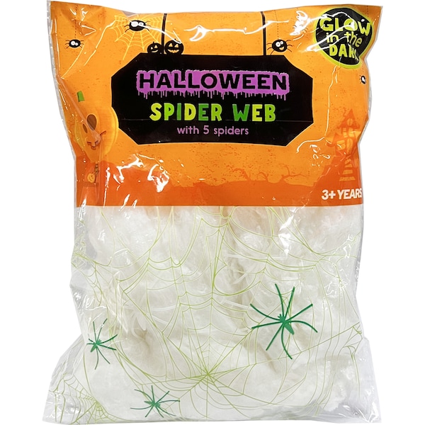 Halloween Spider Webs Glow In The Dark With 5 Spiders each