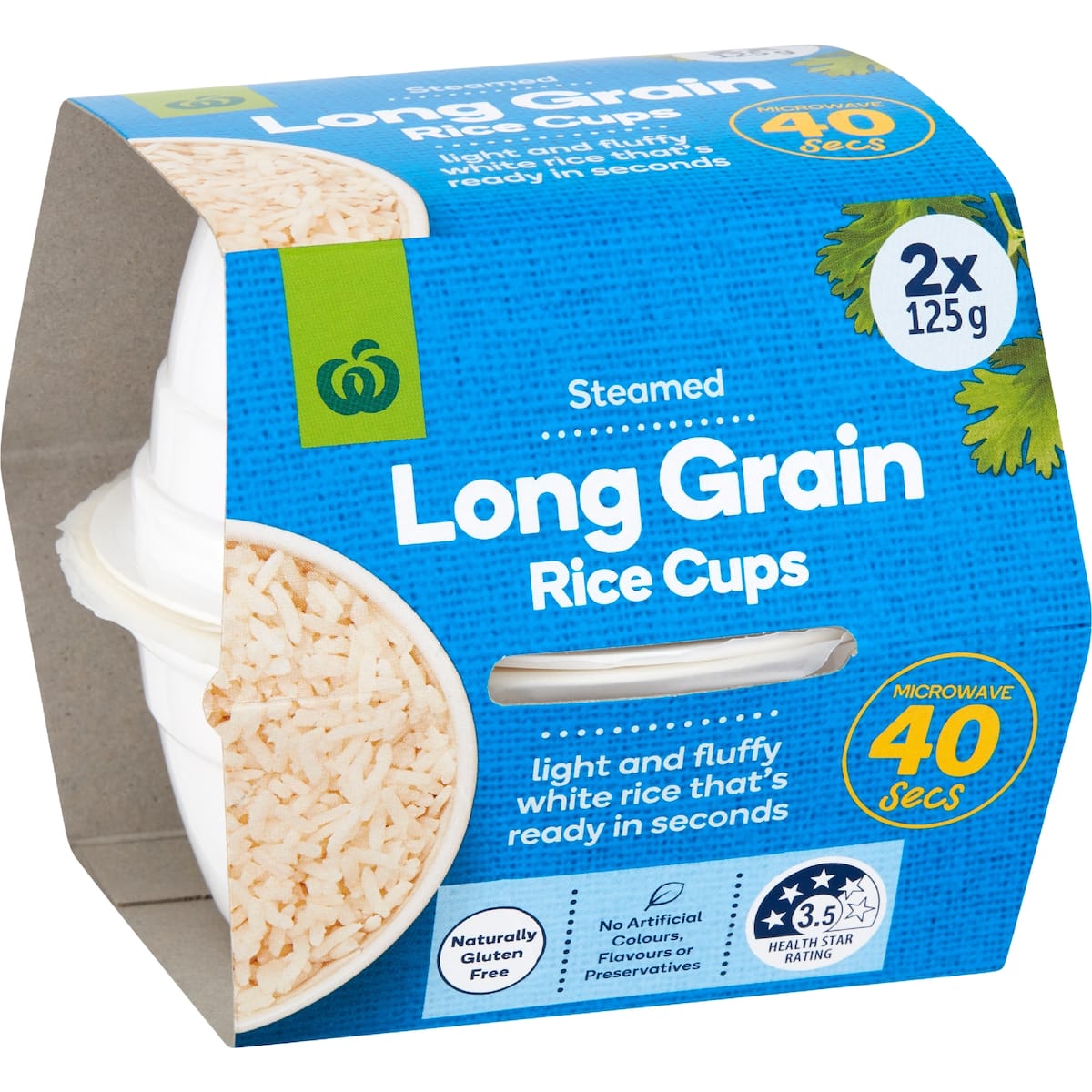 Woolworths Long Grain Rice Microwave Cups 2 Pack bunch