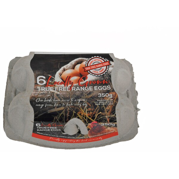 Locally Grown Free Range Eggs 350g 6 Pack