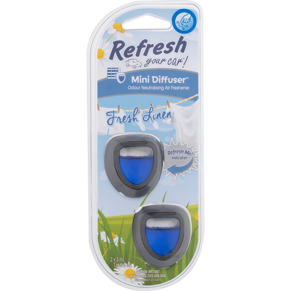Refresh Your Car Mini Diffuser Fresh Linen 2 Pack