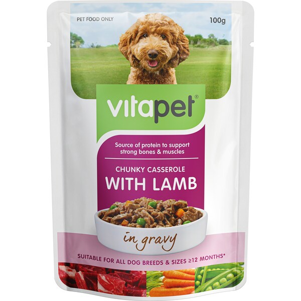 Vitapet Chunky Casserole With Lamb In Gravy Dog Food 100g