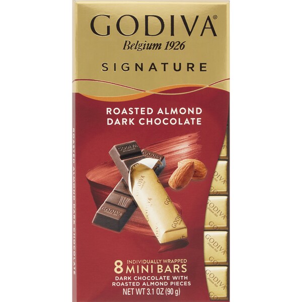 Godiva Roasted Almond Dark Chocolate Signature Mini Bars 90g