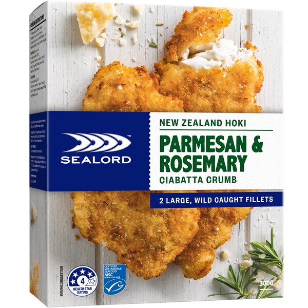 Sealord Premium Hoki Fillets Parmesan & Rosemary 300g