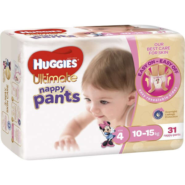 Huggies Ultimate Nappy Pants Bulk Girls Toddler 31pk