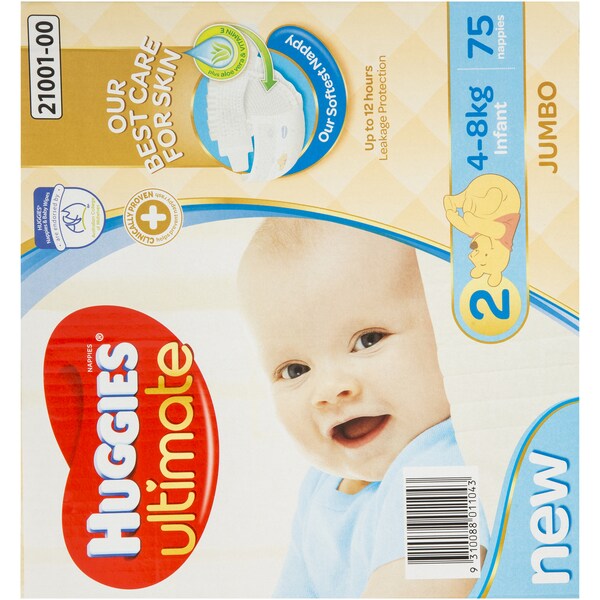 Huggies Ultimate Nappies Infant Boy 75pk Jumbo