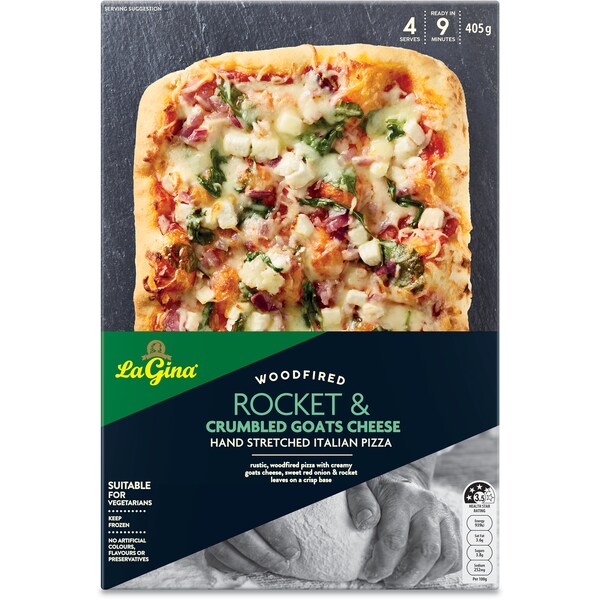 La Gina Woodfired Rocket & Crumbled Goats Cheese Italian Pizza 405g