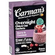 Carman's Overnight Chia & Oat Sachets Berry & Coconut