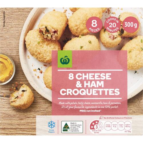Woolworths Cheese and Ham Croquettes 8 Pack bunch