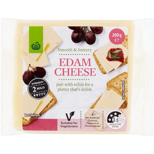 Woolworths Cheese Edam Block 200g