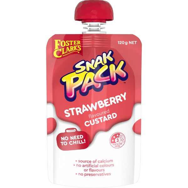 Foster Clark's Snak Pack Strawberry Flavoured Custard Pouch 120g
