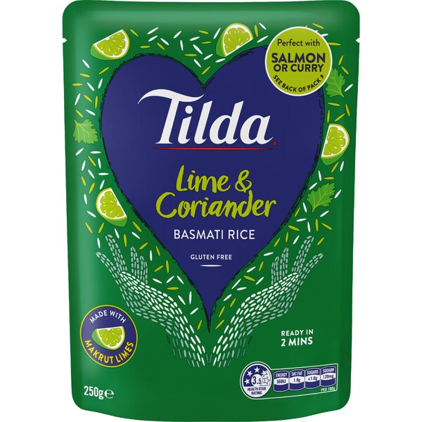 Tilda Microwave Steamed Basmati Rice Lime & Coriander 250g